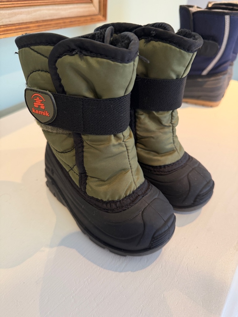 Kamik Olive Green and Black Kids Snow Boots